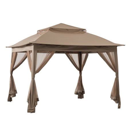 Sunjoy Tawney 11 ft. x 11 ft. Khaki Pop Up Portable Steel Gazebo