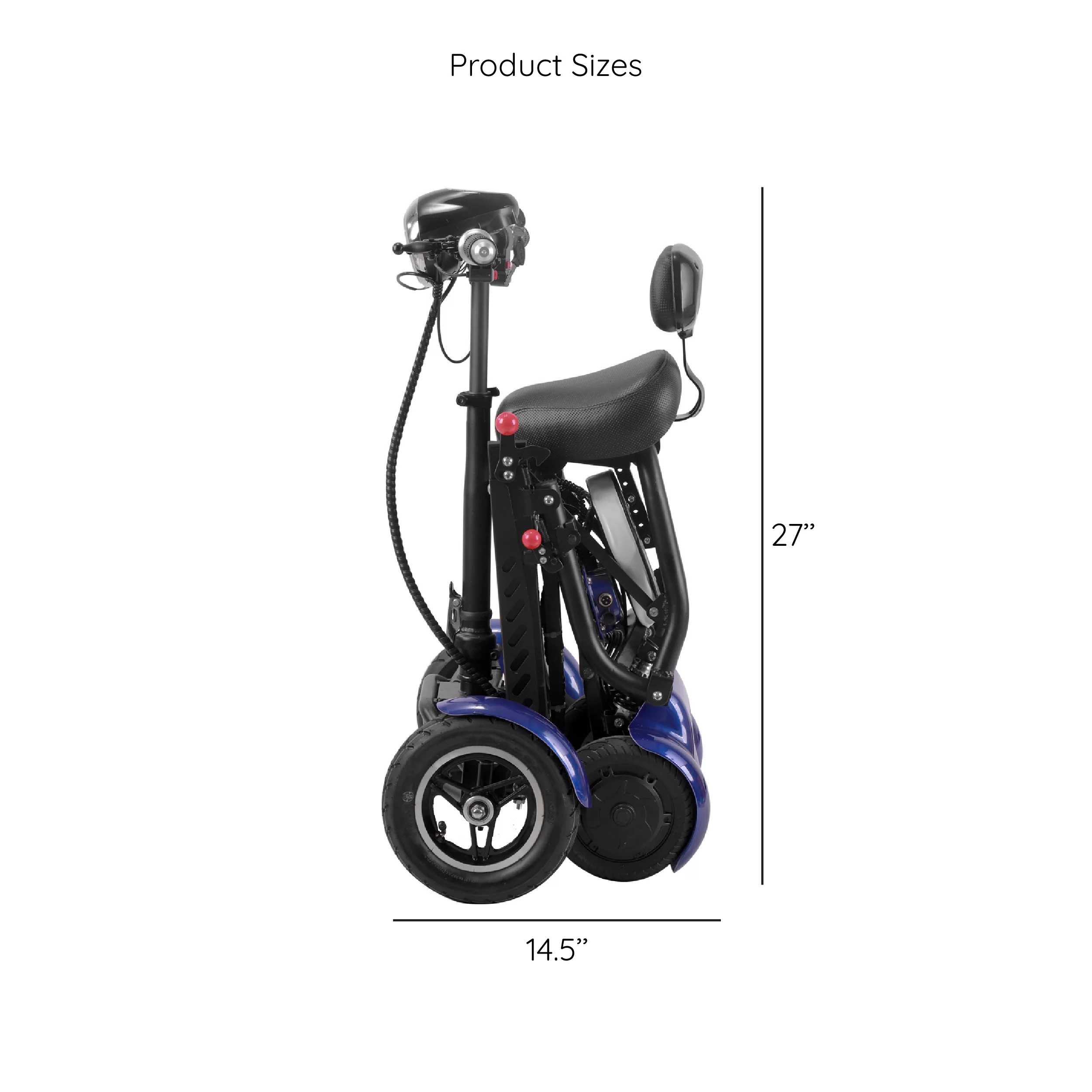 Bangeran Electric Mobility Scooter, 4 Wheel Foldable Portable, Up to 12 Miles - Blue