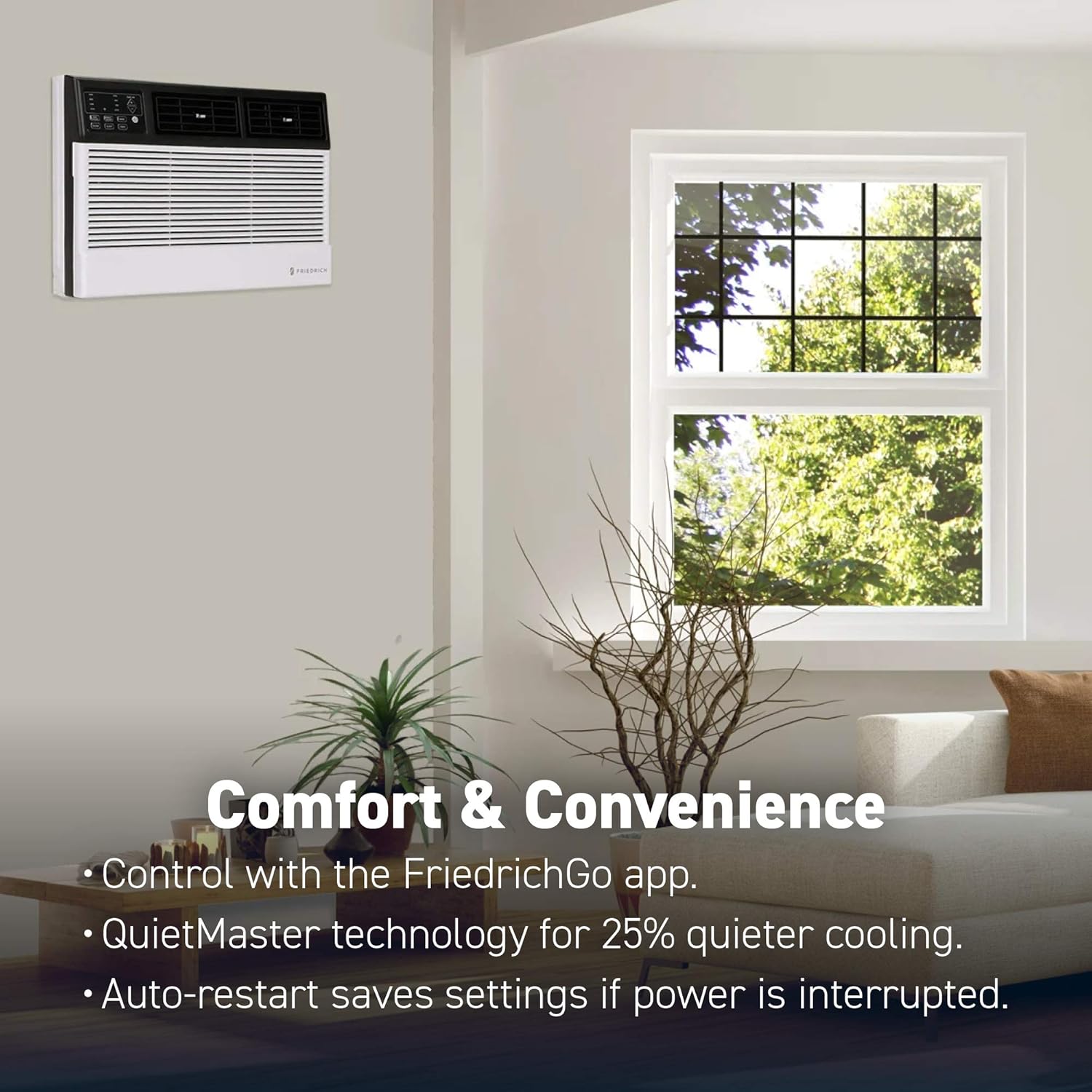 Friedrich CCW15B10A Chill Premier Smart Air Conditioner Wall & Window Unit, WiFi Mobile Control, White, Cooling Capacity (15,000 BTU)