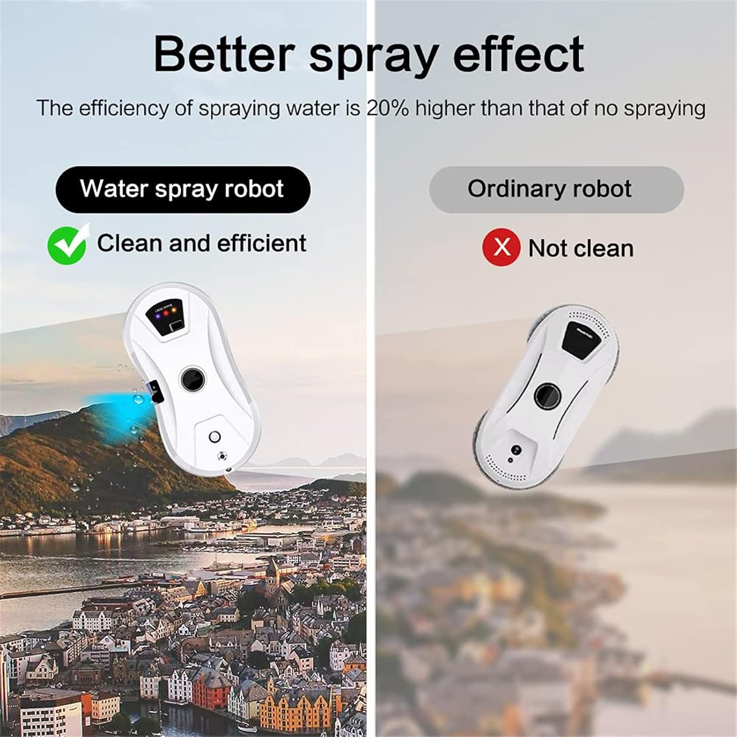 Wireless Window Cleaner Robot, Automatic Robotic Window Cleaning Vacuum Cleaner, Smart Glass Robot for Inside and Outdoor Glass Tile Window