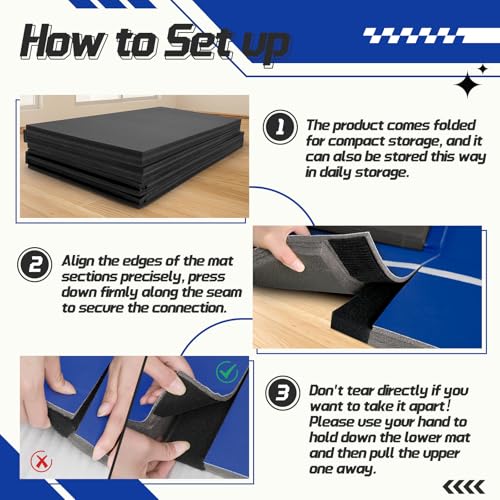 Wrestling Mat 6.6'x10'/10'x10' for Home Outdoor Indoor, 1.2" Thick Foldable XPE Jiu Jitsu Floor Exercise Mat for Gymnastics, PE Training, BJJ, MMA, Martial Art, Grappling, Judo, Boxing, Yoga