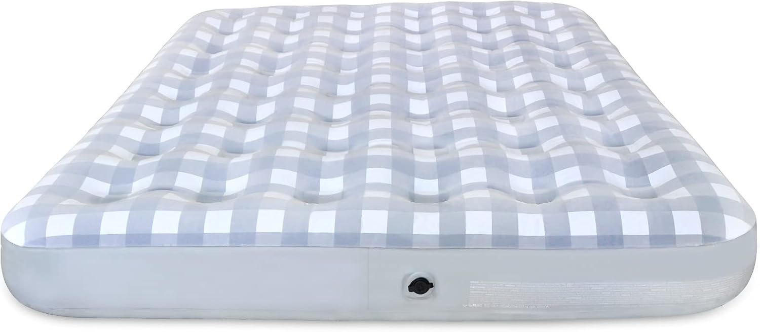 Giftway Queen Air Mattress Air Bed - Upgraded Inflatable Air Mattresses with Flocked Top Waterproof Cover Repair Kit -Foldable Blow Up Bed for Camping/Home/Guest/Travel - Housewarming Gifts for Family