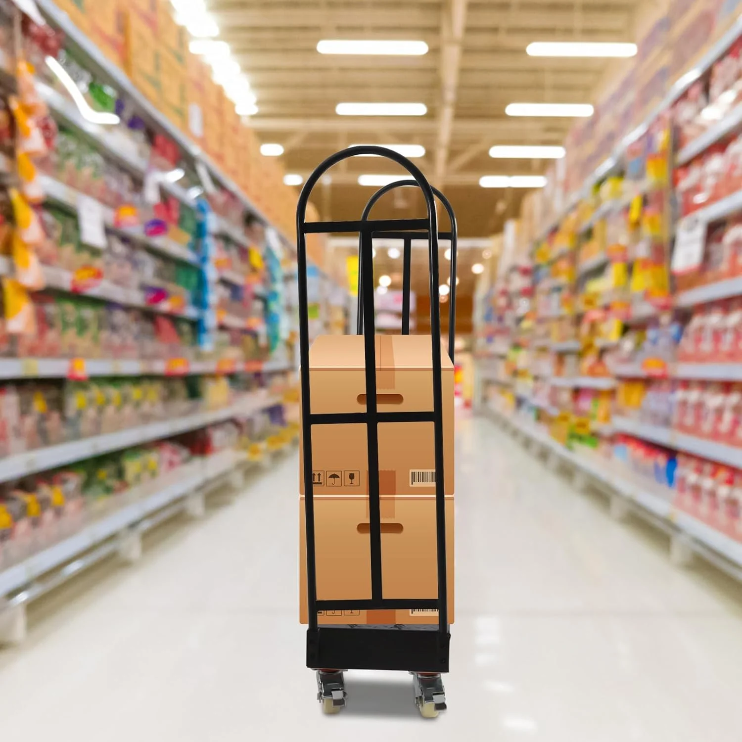 Miumaeov Steel U-Boat Cart 65"x16" Platform Hand Truck with Wheels 2000lb Capacity Equipment Cart for Warehouses Storage Rooms Transportation Facilities