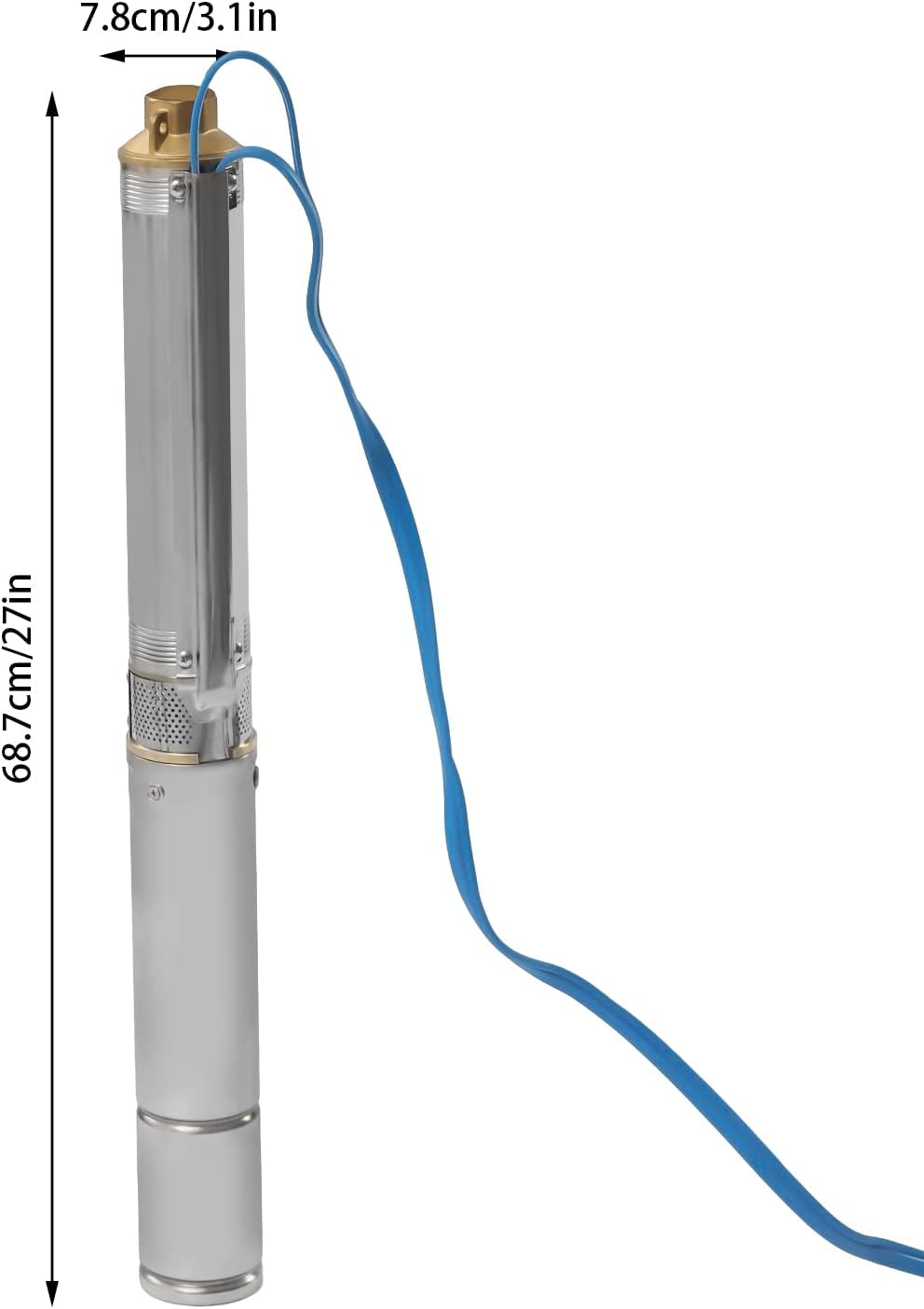 Submersible Pumps 3" OD Pipe 110V/60HZ 0.25KW 0.33HP Stainless Steel Submersible Well Pump Deep Well Pump