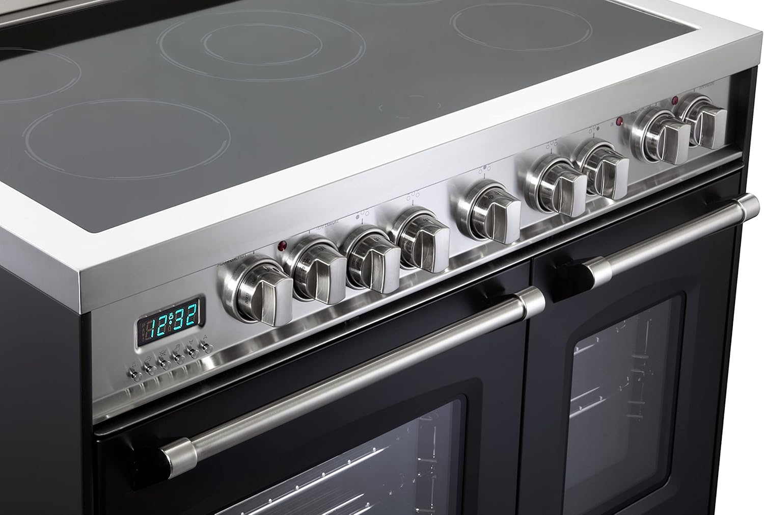 Verona Prestige Series VPFSEE365DE 36 Inch All Electric Freestanding Range Double Oven Convection, 5 Burners Dual Center Element Chrome Knobs and Handle Matte Black