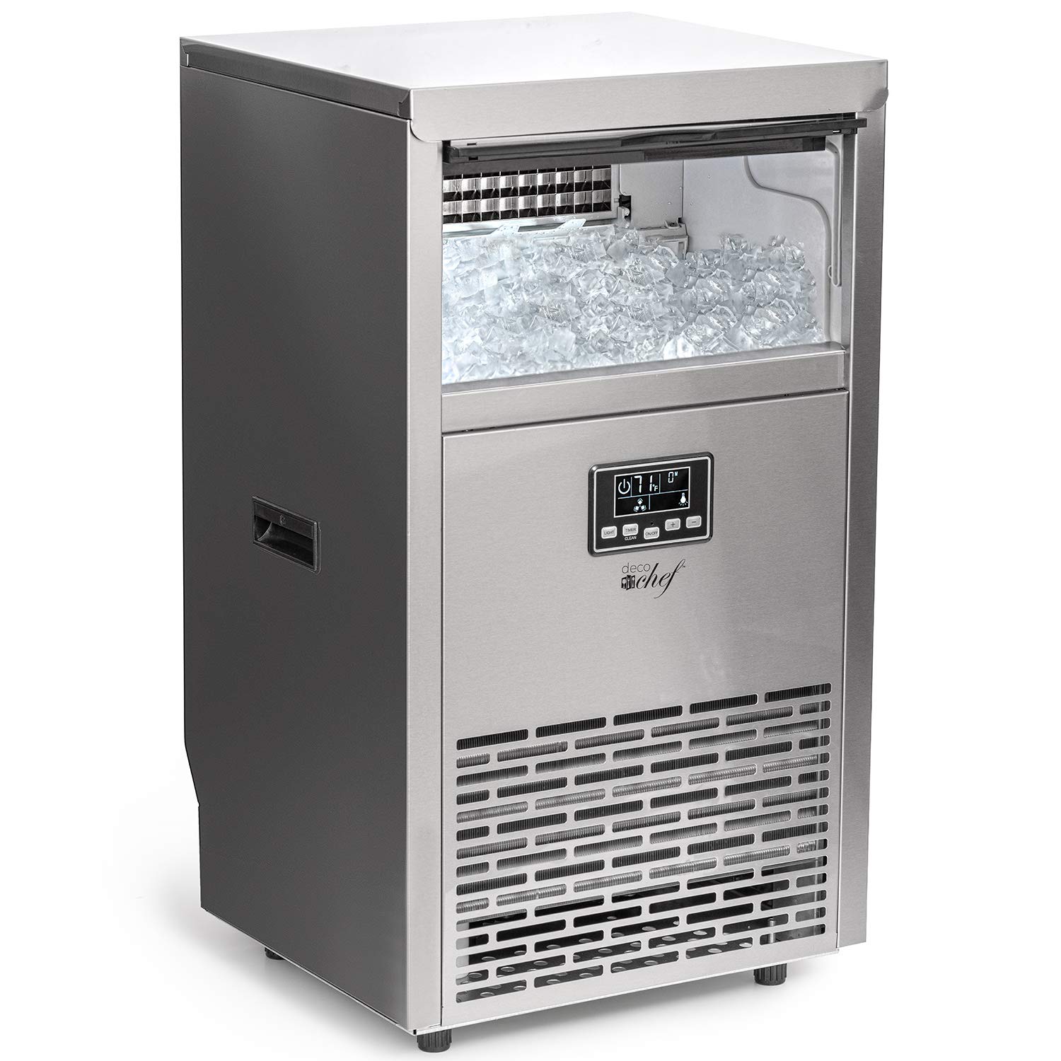 Deco Chef Floor Standing Ice Maker 99lb Every 24 Hours 33lb Storage Capacity Stainless Steel Great for Homes, Basements, Bars, Garages, Pool Houses, Includes Connection Hoses and Ice Scoop