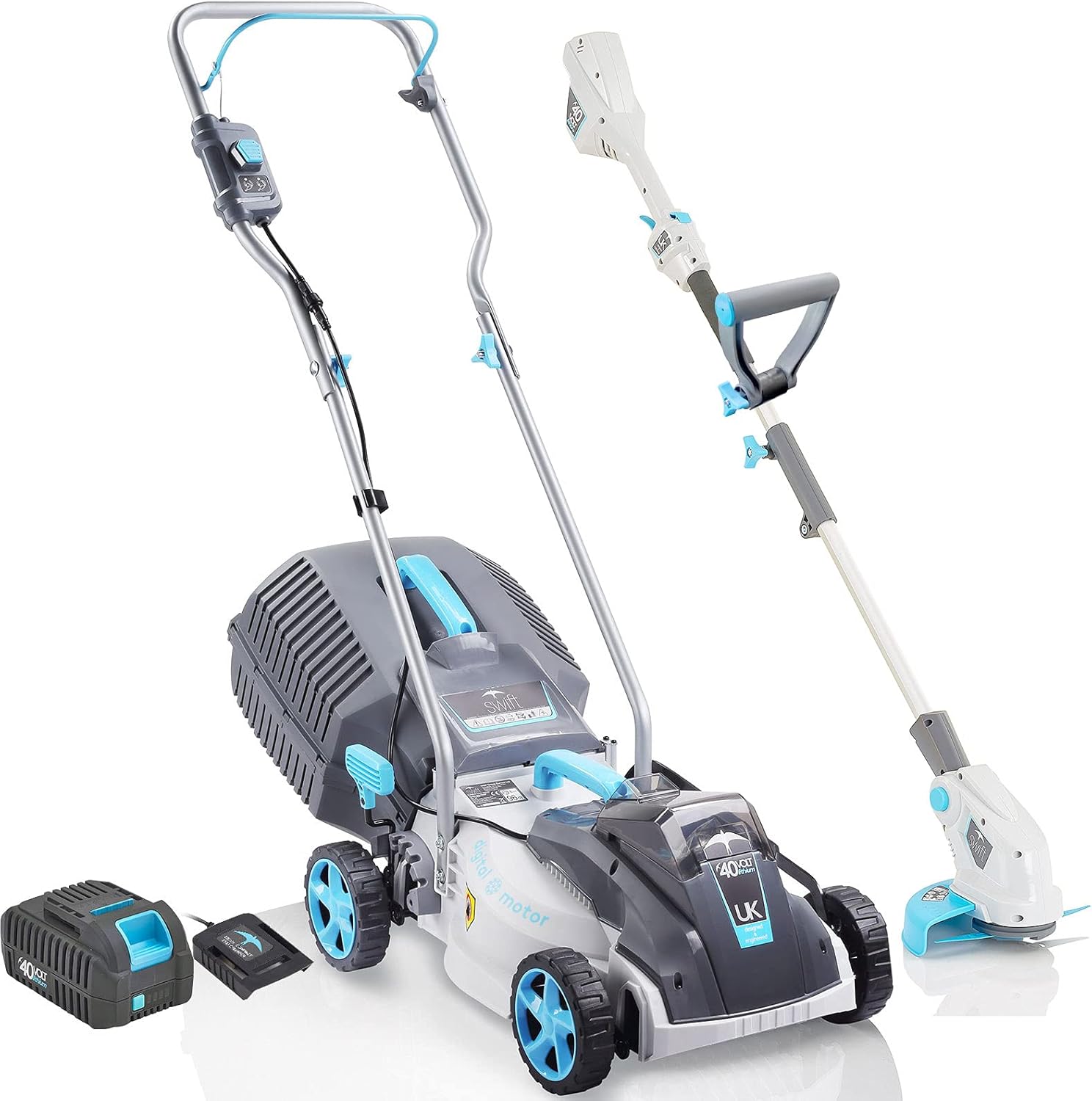 Cordless Lawn Mowers, 15 Inch Lightweight Lawn Mower, 40V Lithium-ion Lawnmower w/Brushless Motor, 5 Cutting Heights Adjustable -Low Noise 2 in 1 Push Mower