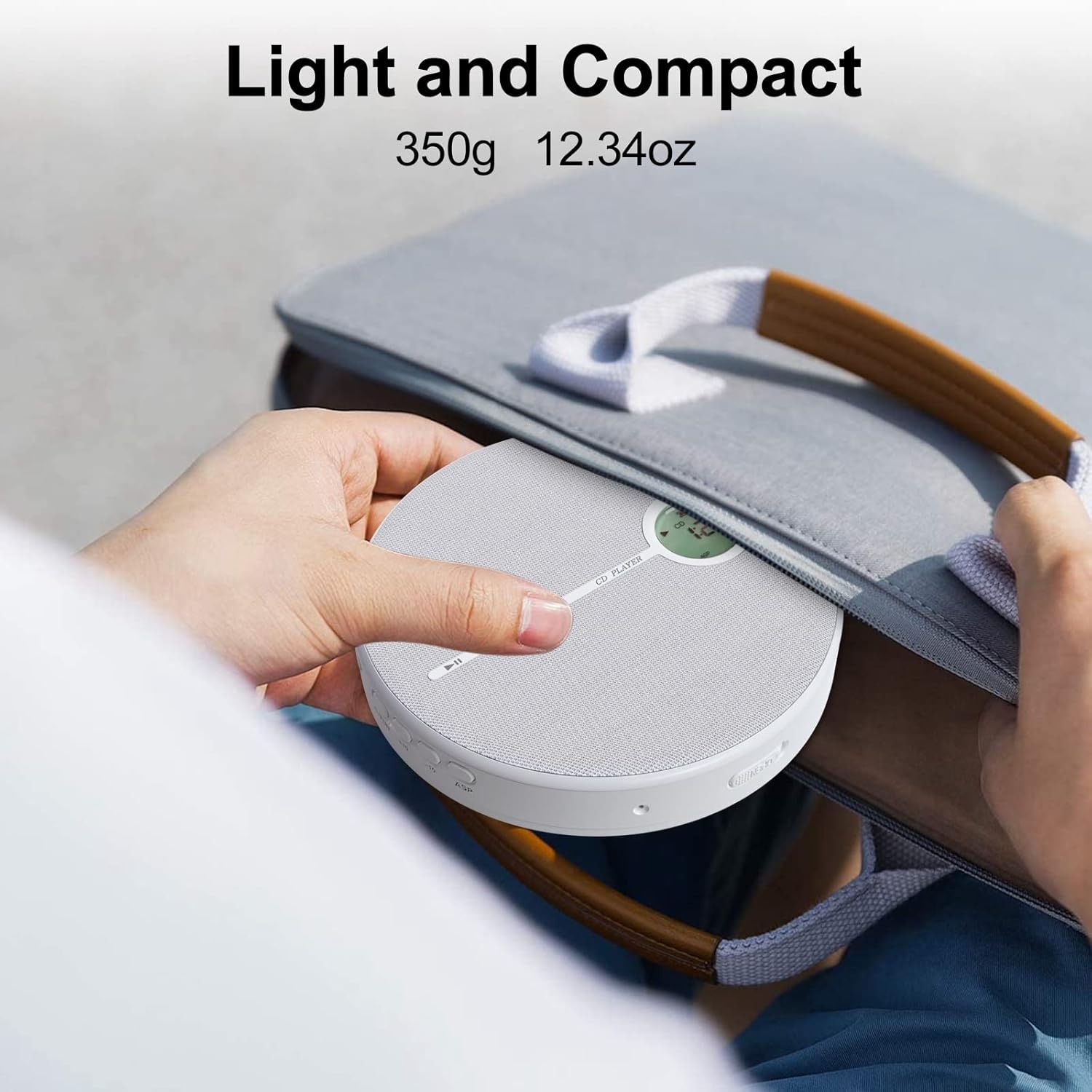 Newest CD Player Portable, WOKALON Rechargeable CD Player with Bluetooth, Anti-Skip CD Player with Speakers for Car, Walkman CD Player with Headphones and AUX Cable, 2000mAh Battery (Gray) Pack of 2