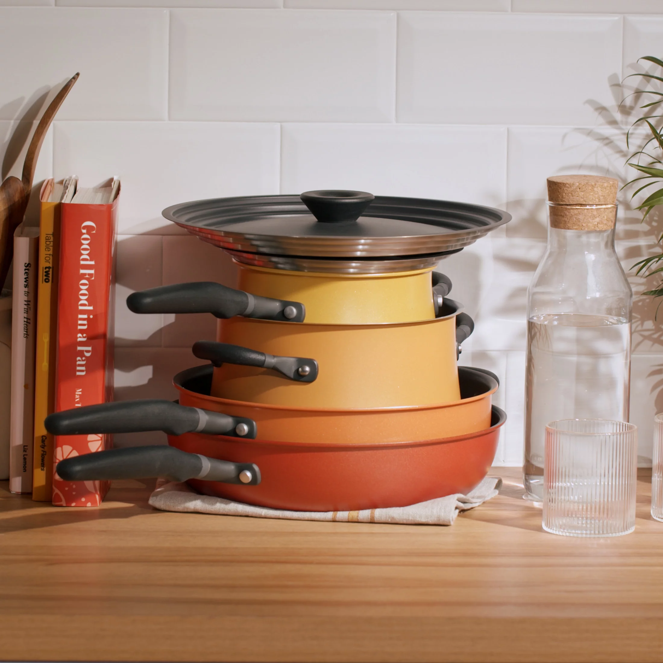 Meyer Accent 6 Piece Aluminum Nonstick and Stainless Steel Pots and Pans Set