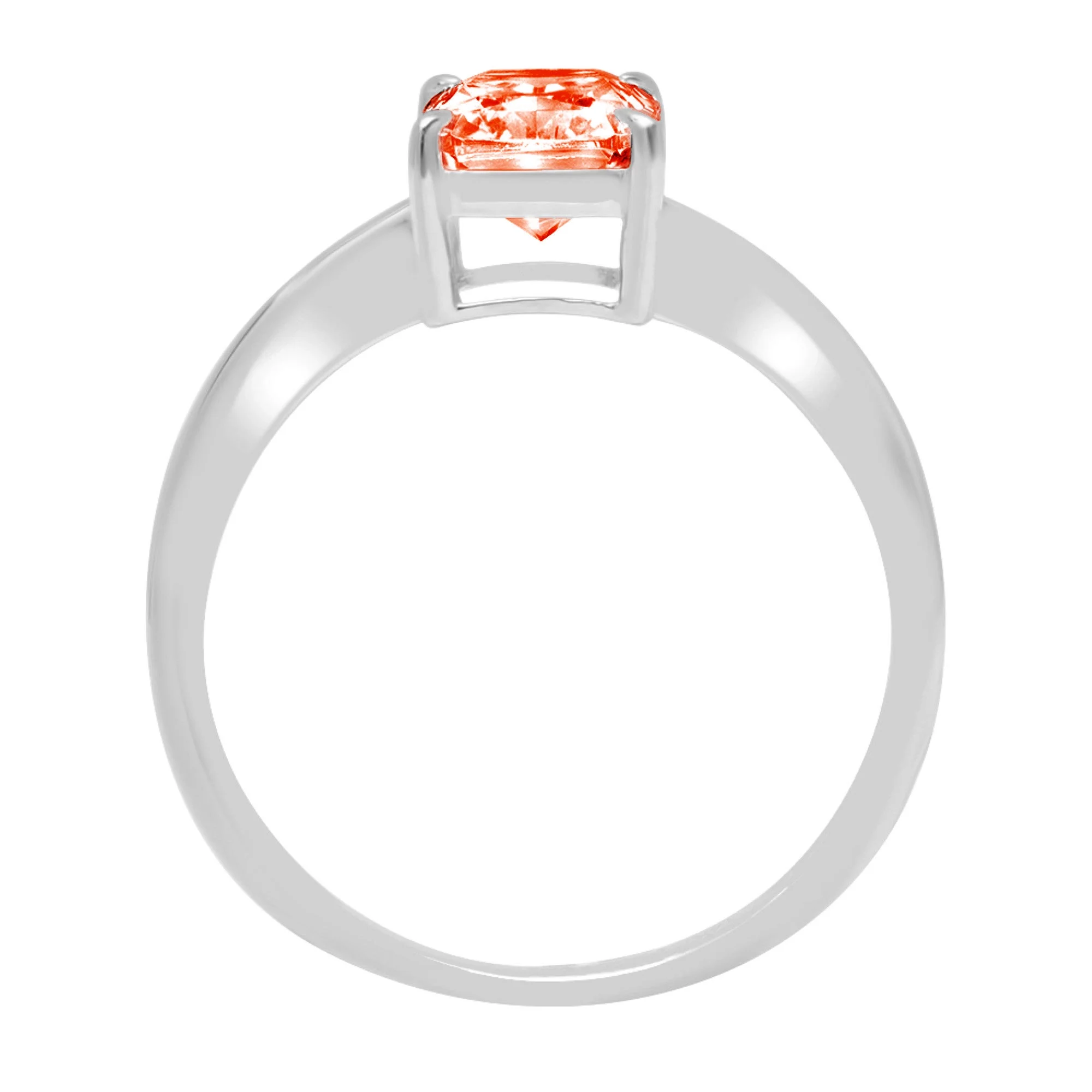 2.5 ct Brilliant Radiant Cut Clear Simulated Diamond 18K White Gold Solitaire Ring SZ 6.75