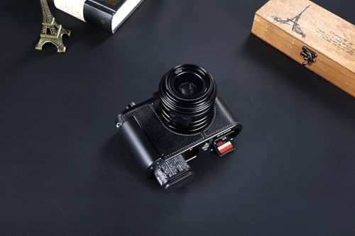 Camera Half Case for Leica Q3,SIUTATDSH Vintage Metal Genuine Leather Camera Protective Cases Stylish Portable Shockproof (BlackC)
