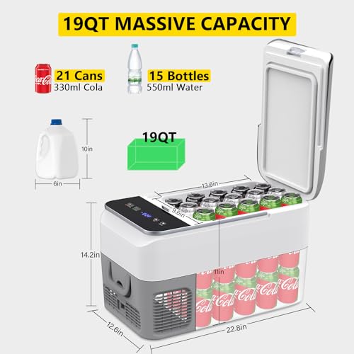AUTOOMMO 12 Volt Refrigerator, Car Refrigerator (-4℉~50℉), Portable Car Freezer Fridge with 12/24V DC 100/240V AC Adapter for Camping Travel and Truck RV SUV Van Boat Home Use