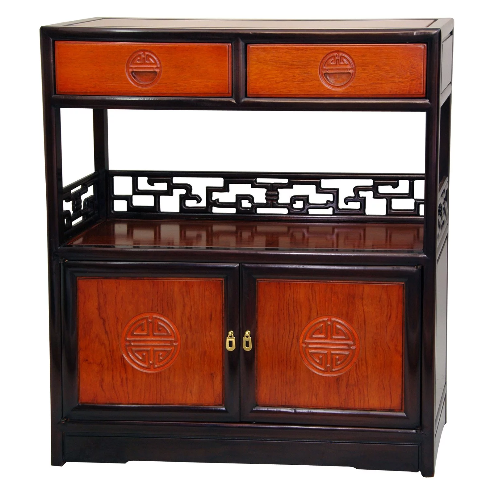 Oriental Furniture Oriental Furniture Rosewood Long Life Display Cabinet, 34.00"H, Asian design, traditional