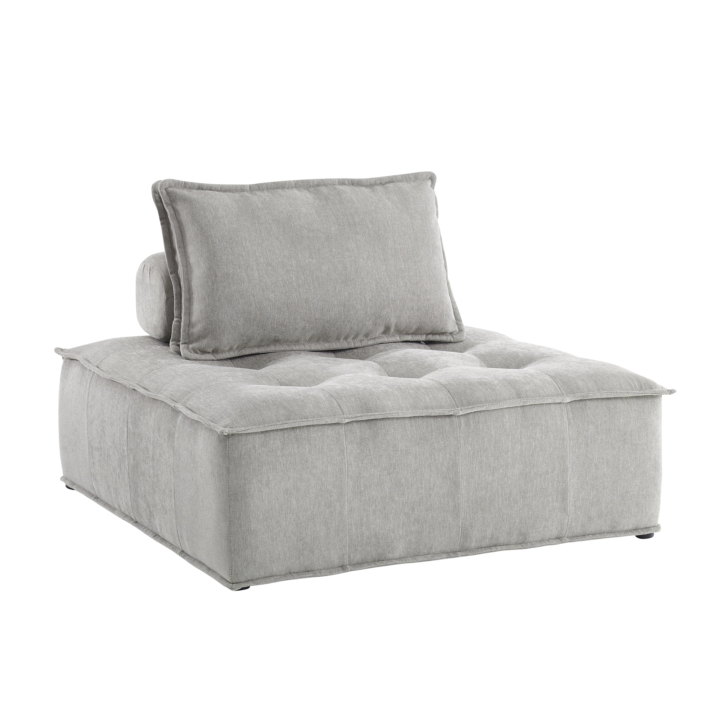 Art Leon Sectional Sofa Fabric Upholstered Button Tufted Beige