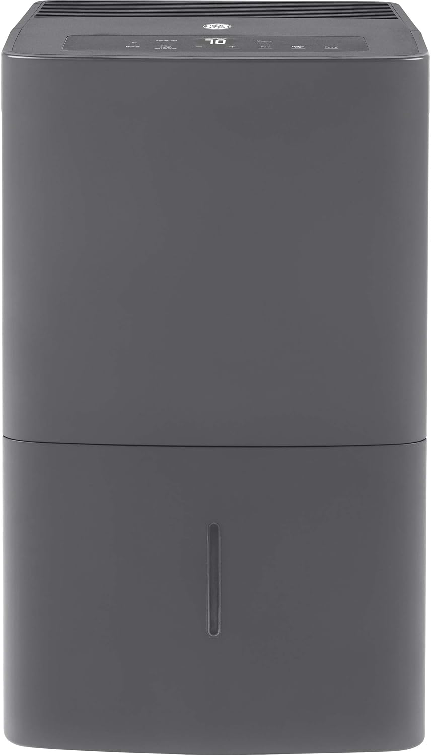 GE Energy Star Portable Dehumidifier 50 Pint with Pump, Perfect for Bedroom, Basement & Garage, Ideal for High Humidity Areas, Built-in Pump Eliminates Need to Check Water Levels, Grey