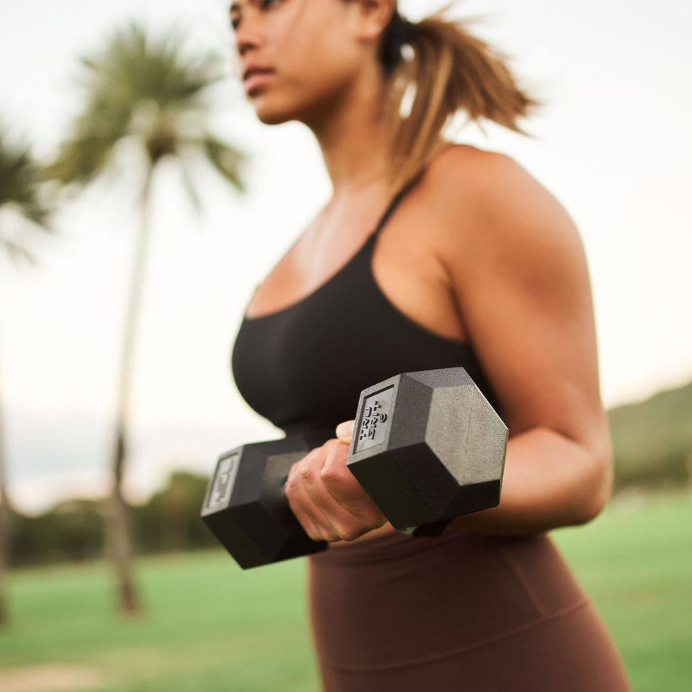 Tru Grit - 65-lb Hex Elite Dumbbell - Black/Silver