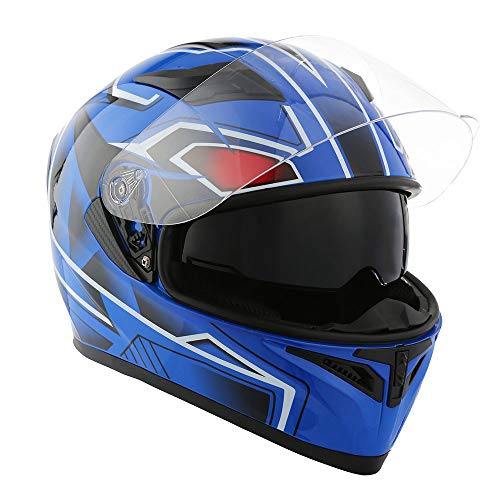 1Storm Motorcycle Full Face Dual Visor Helmet Bundle with Spoiler and Motorcycle Bluetooth Headset: HJK316 Matt Black