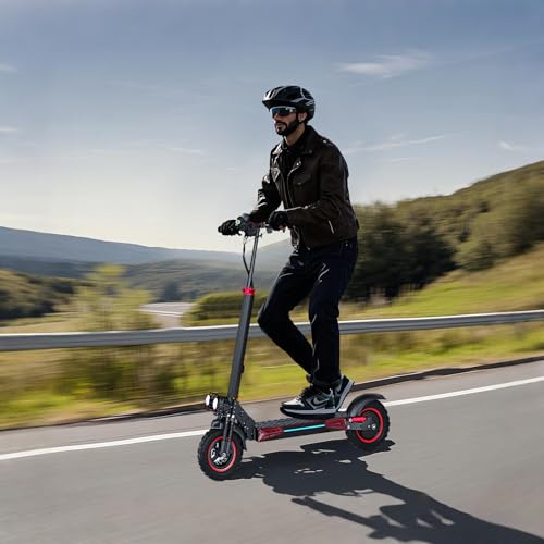 Electric Scooter Adults, 48V 18AH/21AH Battery, 1200W Motor, 35 Mph Top Speed W/ 35 Miles Max Range, 11" Off Road Vacuum Wide Tire, Foldable E Scooter with Seat, Dual Suspension