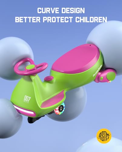 FanttikRide 12V N7 Pro Electric Wiggle Car with Pedal, Rechargeable Battery, CyberWiggle, 2 in 1 Swing Car, 2 Speed, Anti-Rollover, Flashing Wheels, Bluetooth, for Ages 3 and Up, 150 Lbs, Blue