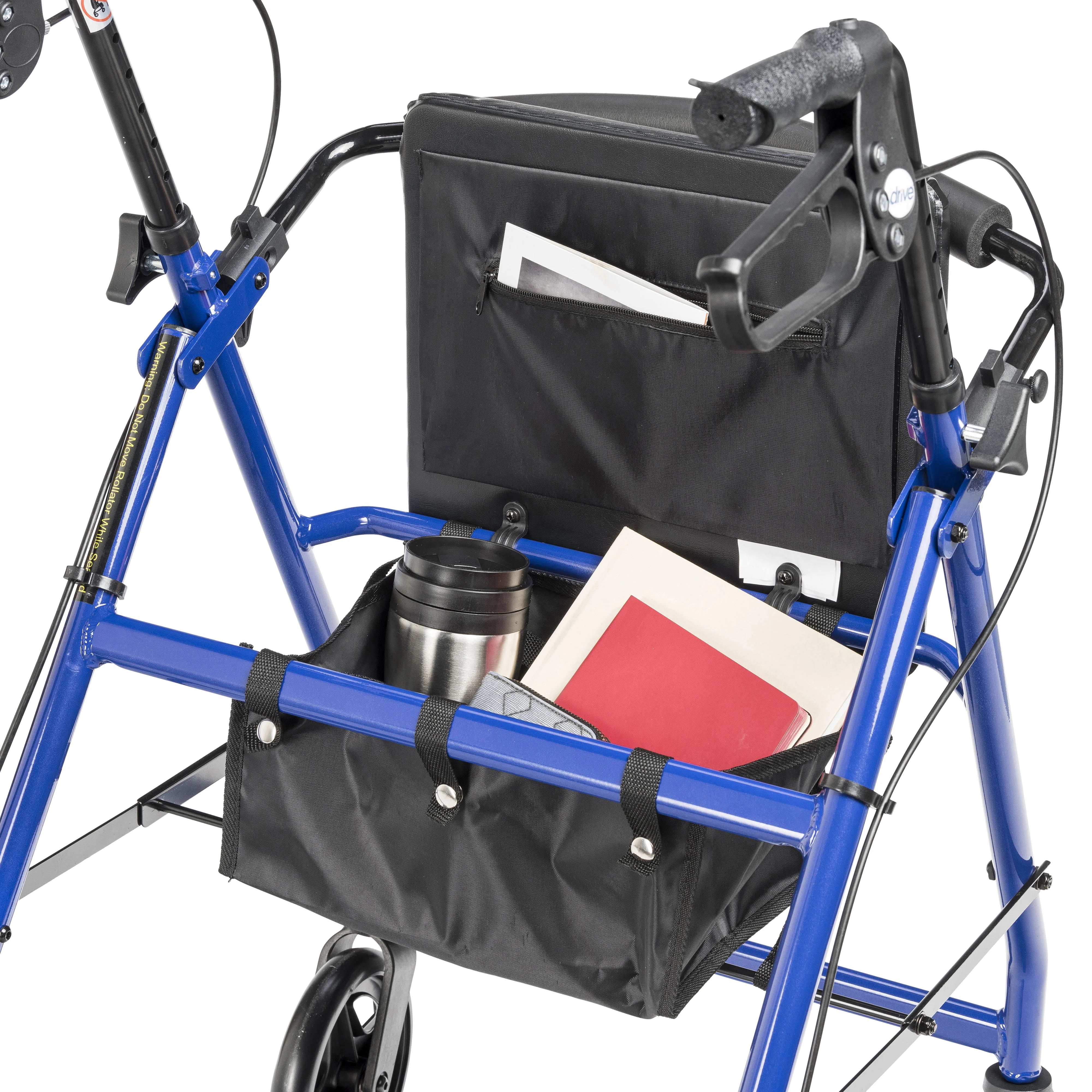 Drive Medical Aluminum Rollator Rolling Walker with Fold Up and Removable Back Support and Padded Seat, Blue