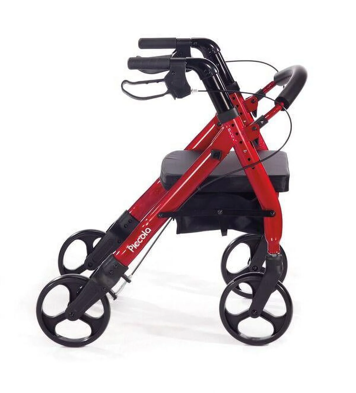 Comodita Piccola (Petite) Heavy Duty Rollator Walker with Comfortable 15 Wide Seat (Metallic Red)