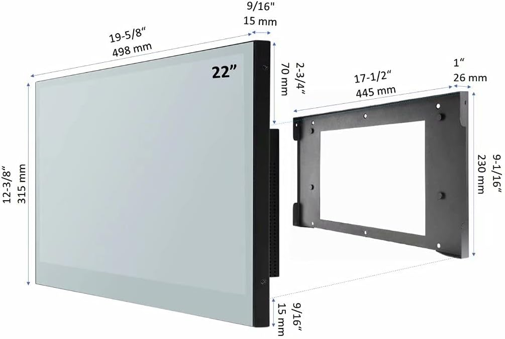 elecsung 22 inch Touchscreen Smart Mirror TV for Bathroom IP66 Waterproof Television with Integrated HDTV(ATSC) Tuner Full HD 1080P with Wi-Fi, 2023 Model