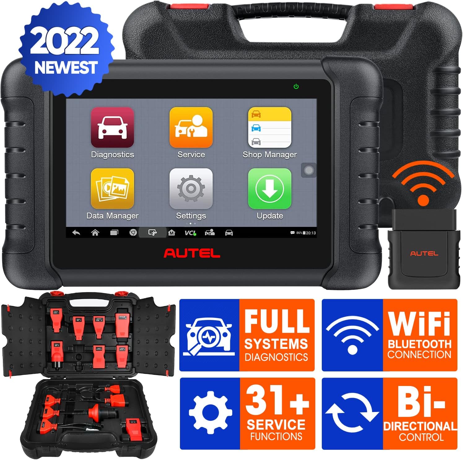 Autel Scanner MaxiPRO MP808BT Pro【with $150 Adaptor kit】, 2022 Newest Car Diagnostic Scan Tool with Advanced Bi-Directional Control, All Systems Diagnosis, 30+ Service, Upgraded of MS906 MP808 DS808