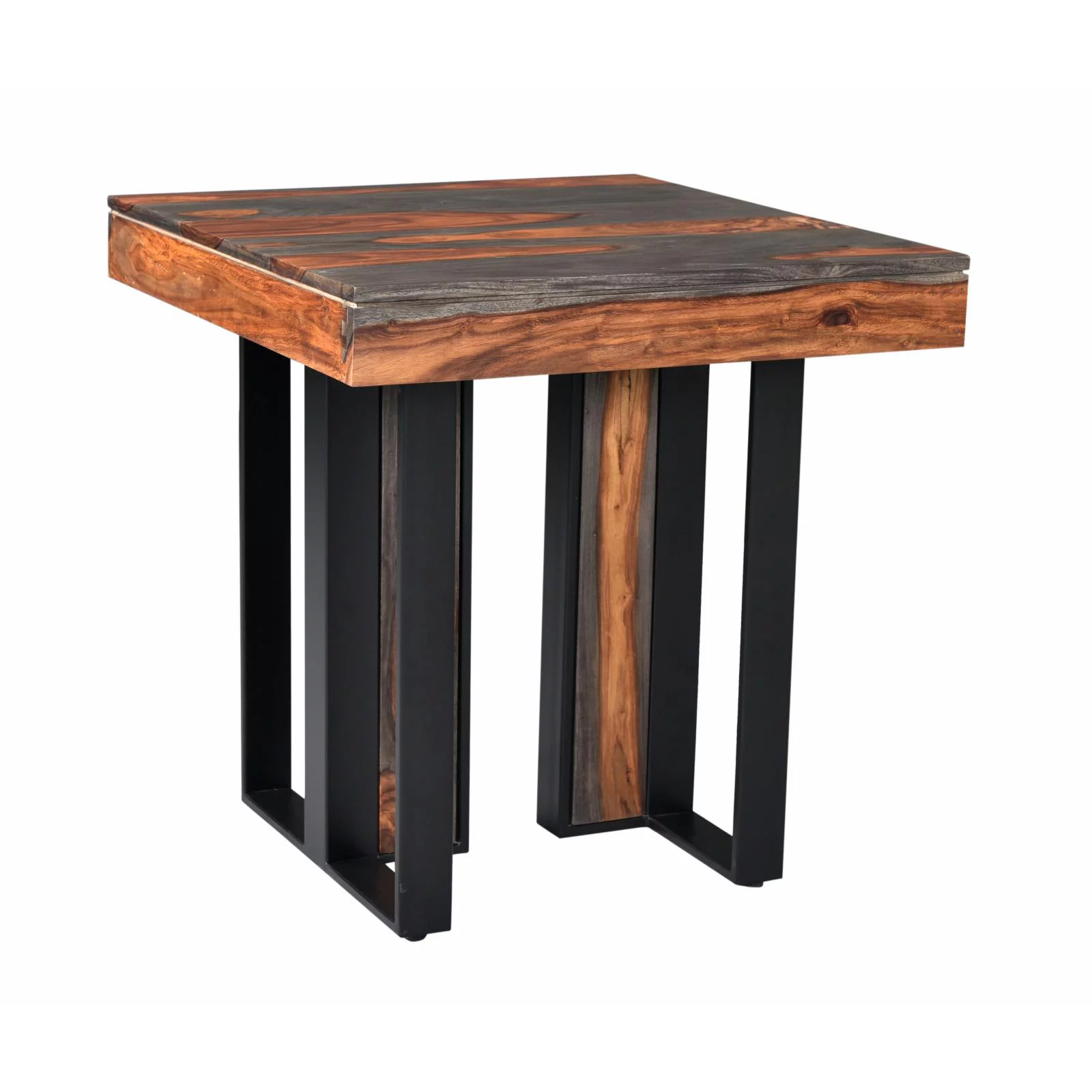 Coast To Coast Imports Sierra II Sheesham Wood & Iron Metal End Table in Brown