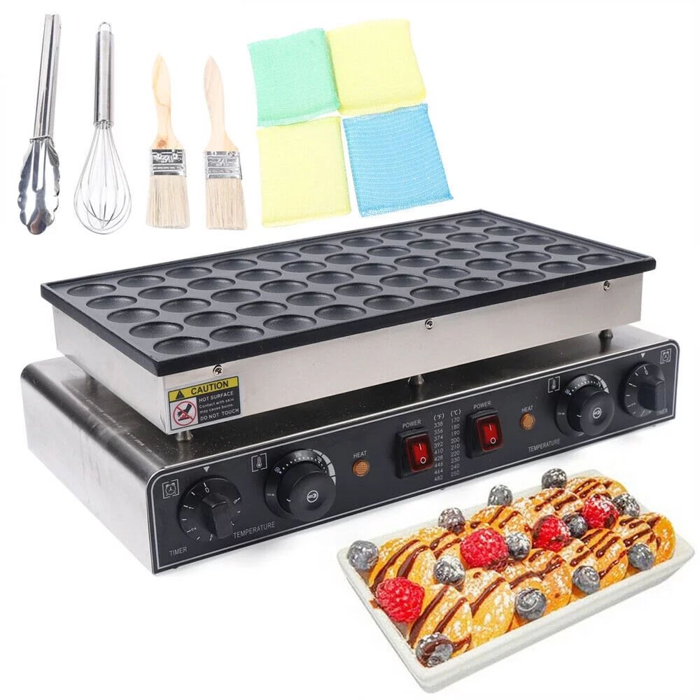 Commercial Pancake Maker Nonstick 50 Holes Electric Mini Dutch Baker Machine