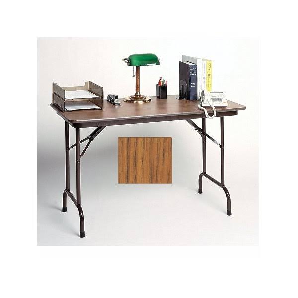 Melamine Standard Fixed Height Folding Table (18 in. x 48 in./Med Oak)