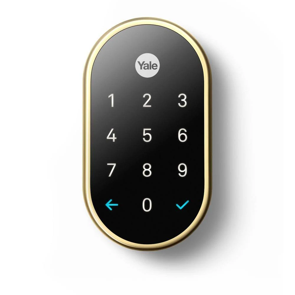 Google Nest Hello Video Doorbell and Nest x Yale Lock in Polished Brass with Nest Connect