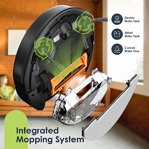 Robot Vacuum and Mop Combo, 3 in 1 Mopping Robotic Vacuum with Schedule, App/Bluetooth/Alexa, 1600Pa Max Suction, Self-Charging Robot Vacuum Cleaner, Slim, Ideal for Hard Floor, Pet Hair,Carpet