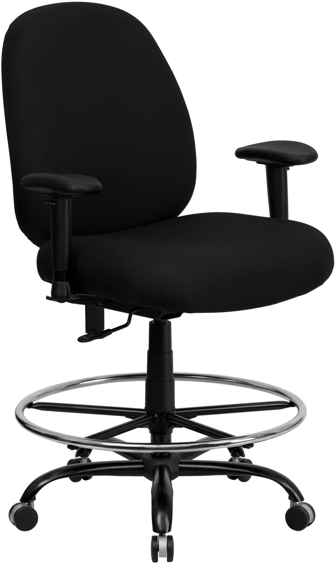 Flash Furniture Hercules Fabric Drafting Chair With Arms, Black