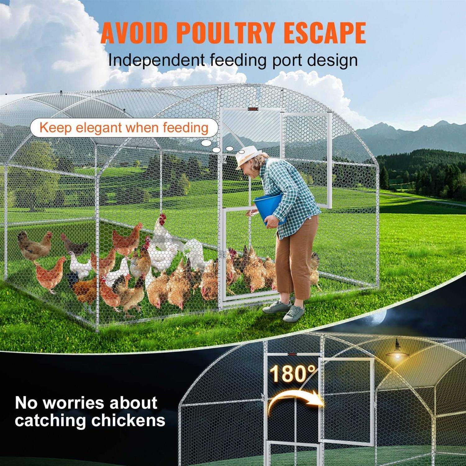 VEVOR Large Metal Chicken Coop with Run Walkin Chicken Coop for Yard with Waterproof Cover - Pet Supplies online store