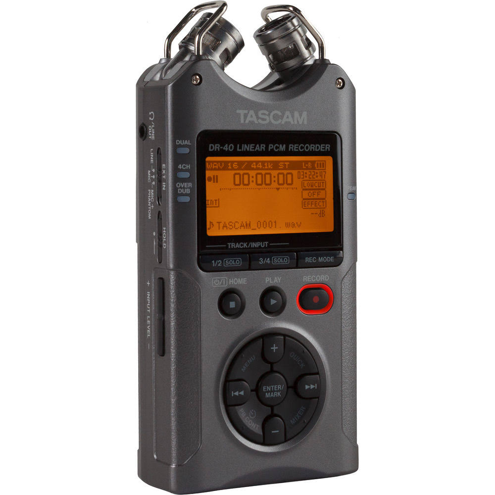 Tascam DR-40 4-Track Handheld Digital Audio Recorder (Luminous Gray)