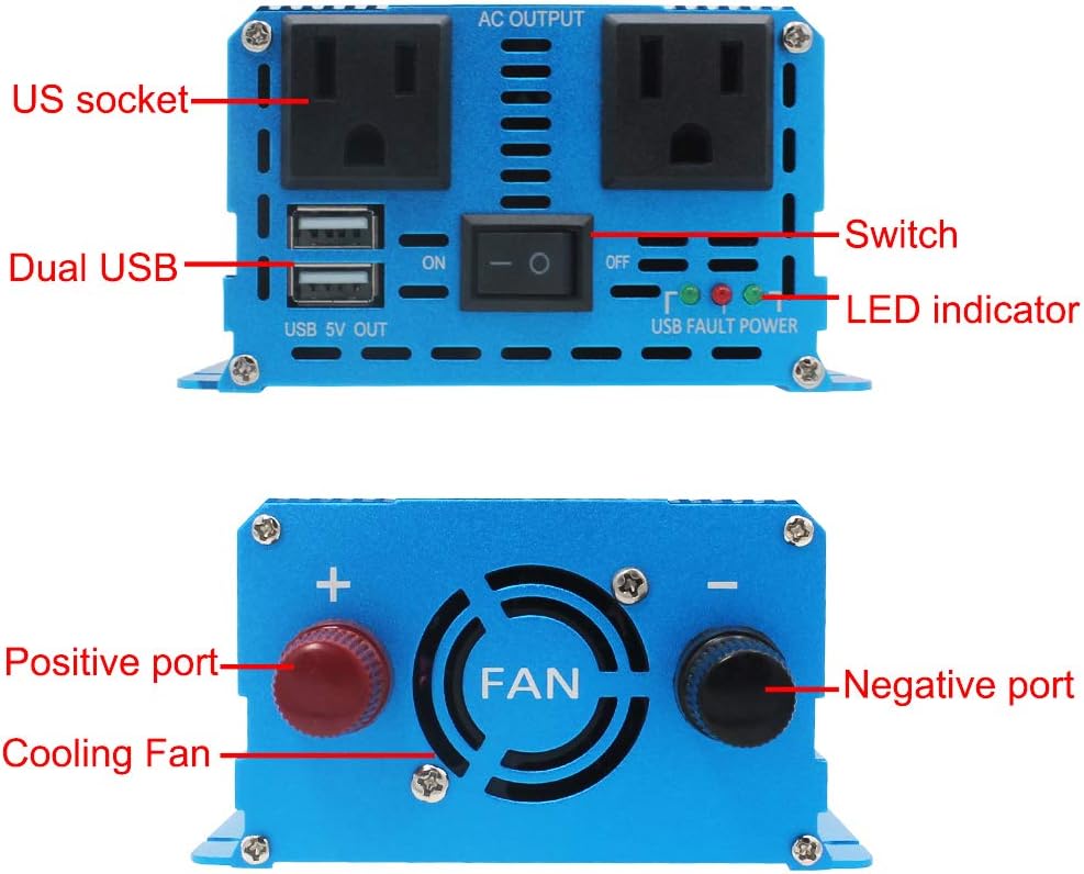 Cantonape Pure Sine Wave Inverter 4000W Power Inverter 24V to 110V DC to AC with LED Display Remote Controller for Truck RV Home Solar System