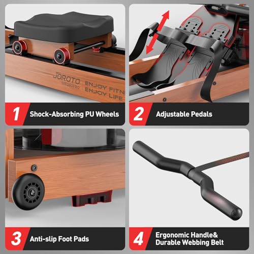 JOROTO Rowing Machines for Home Use, Foldable Rower Machine with Bluetooth Monitor, Tablet Holder Water Rowing Machine