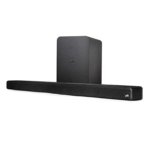Polk Audio Signa S2 Sound Bar & Wireless Subwoofer – Exclusive VoiceAdjust Technology, Ultra-Slim Design, Works with 4K & HD TVs, HDMI & Optical, Bluetooth, Wireless Streaming