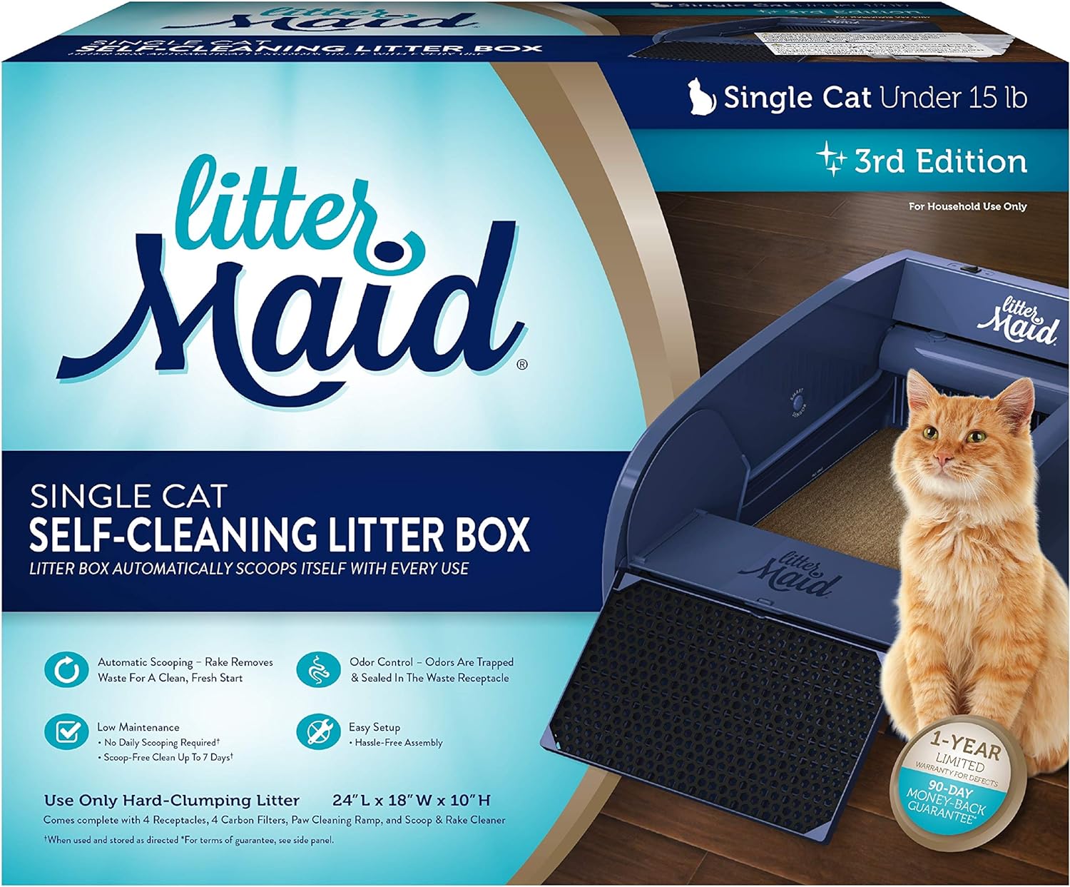 LitterMaid Single Cat Self-Cleaning Litter Box, Blue