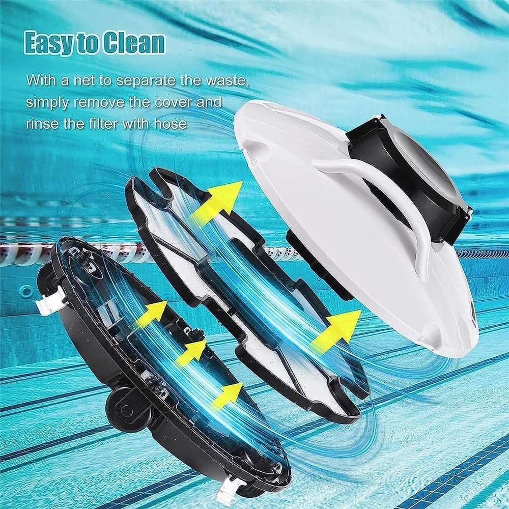 Fully Automatic Pool Cleaner,Automatic Pool Cleaning Robot with Upgraded Filters,Ideal for Pools,Intelligent and Fully Automatic Pool Vacuum Cleaner
