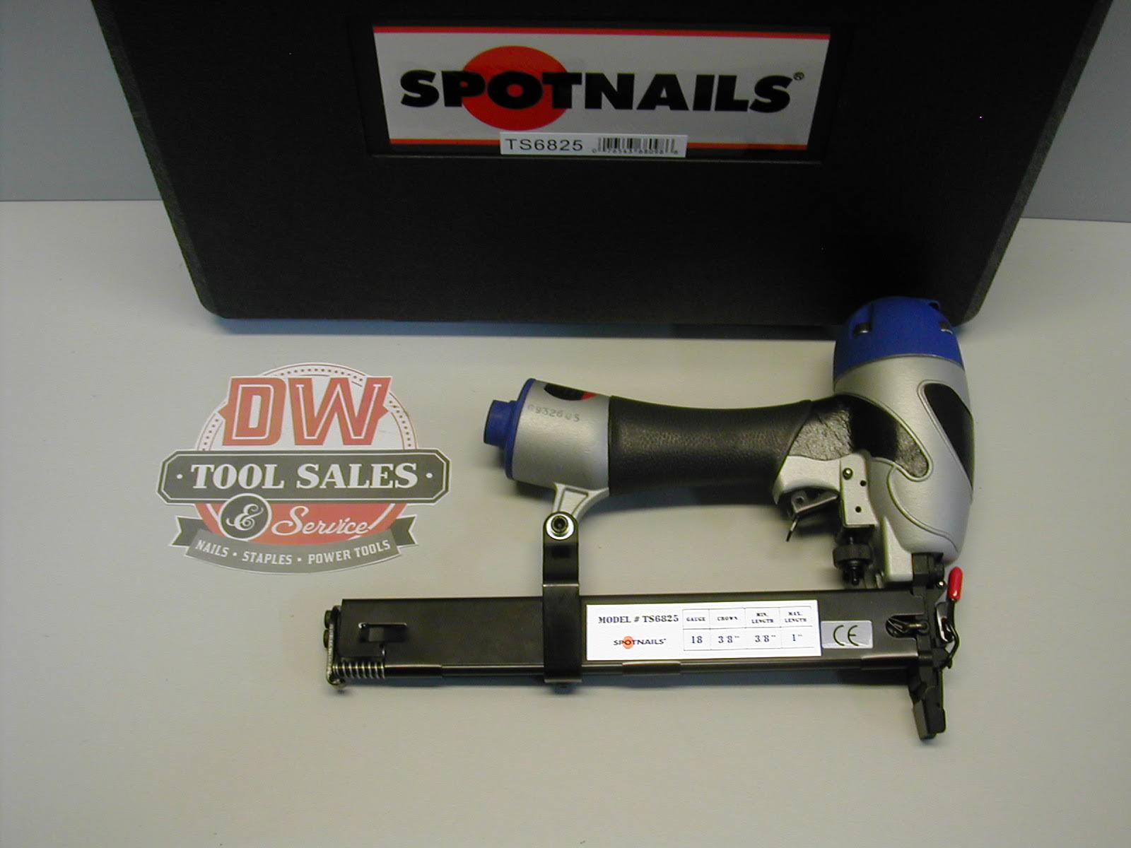 Spotnails TS6825 Med Crown Stapler 18-ga w/Case u0026 Safety Glasses
