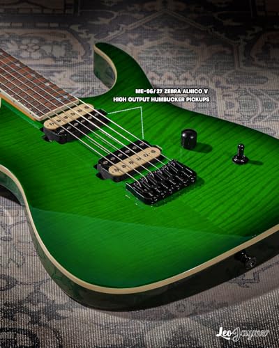 Leo Jaymz Electric Guitar Monsoon Series,Reverse Headstock,Mahogany Body,Roasted Maple Neck,Rosewood Fretboard,Locking Tuners,Rounded End Frets,AlnicoV Pickups,Fixed Bridge (Blue Flame)