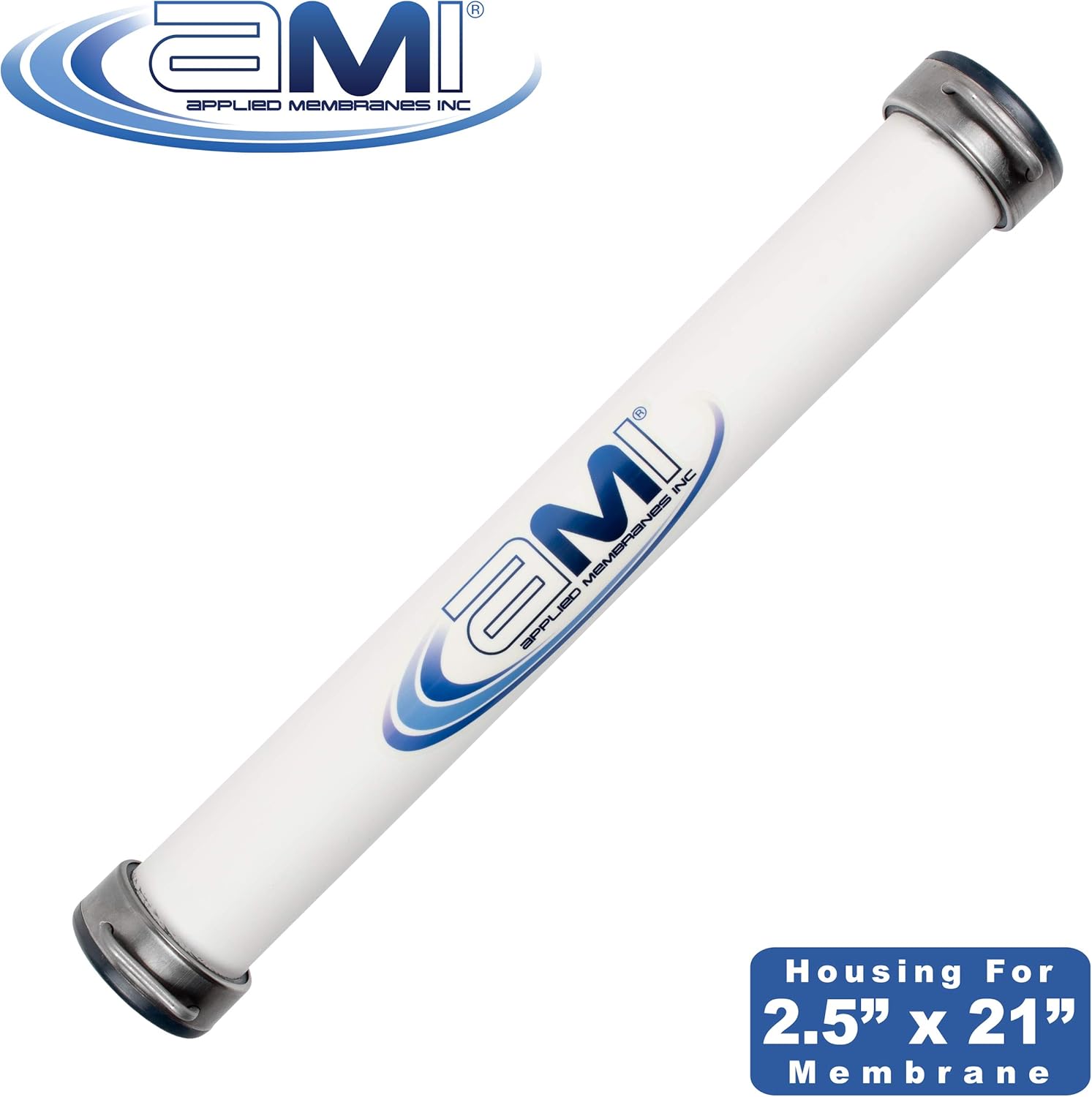 APPLIED MEMBRANES, INC. 2.5" x 21" PVC Membrane Housing Pressure Vessel for 25x21 RO, UF, NF Membrane Element | 200 PSI Operating Pressure | PV2521PVCAU
