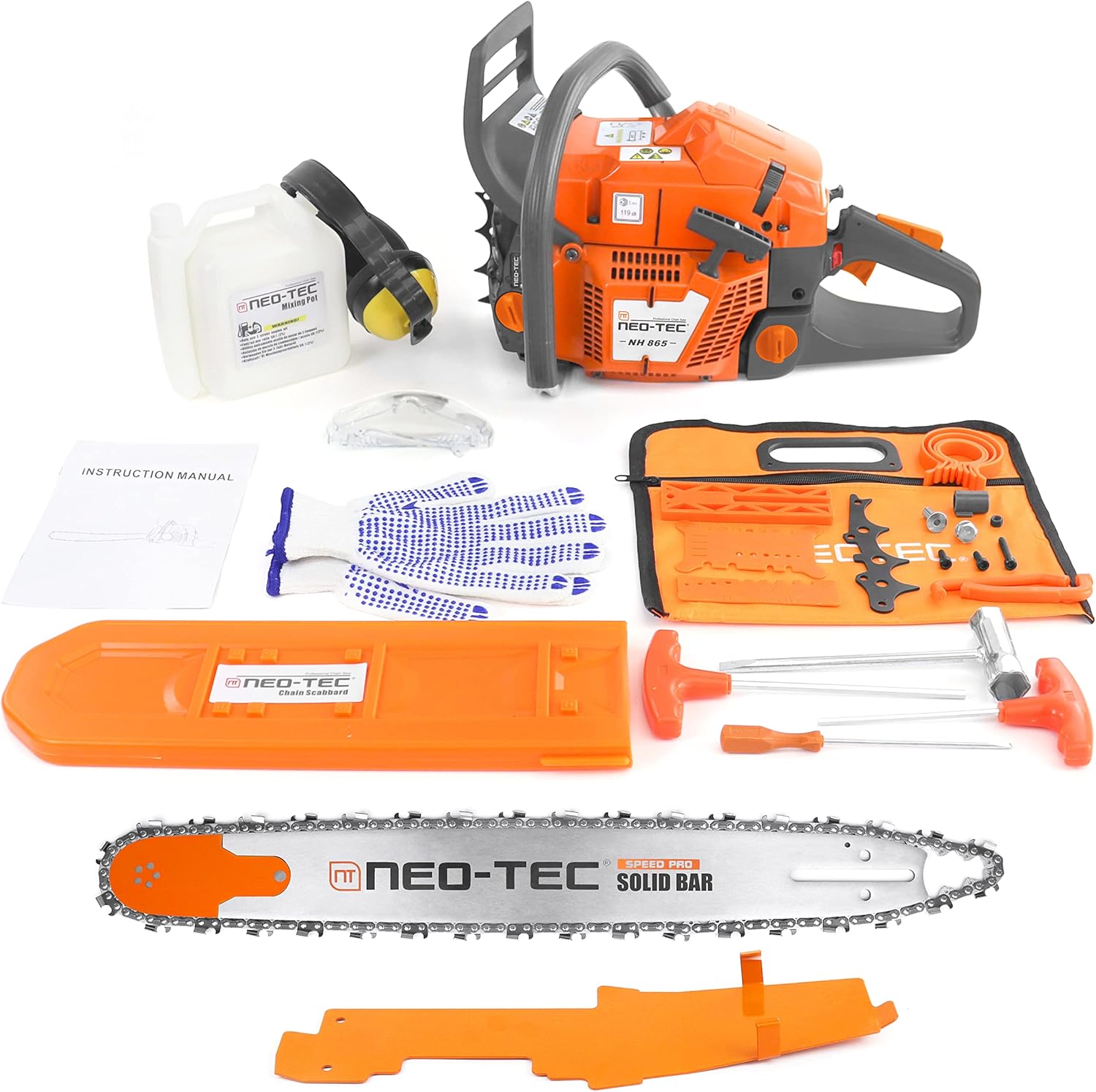 NEO-TEC NH865 65cc Gas Chainsaw for G365 With 24 Inch Solid Guide Bar Power Chain Saw, 3.4KW Gasoline Chainsaws for Trees and Wood Cutting, All Parts Compatible with Husqvarna 365 Milling
