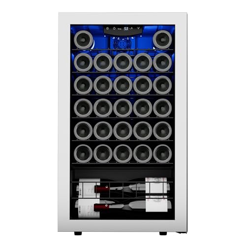 Ca'Lefort Wine Fridge, Wine Cooler with 38-65℉ Digital Temper Control, Wine Cooler Refrigerator Freestanding and Undercounter with Anti-U V Glass Door for Home Office Dorm