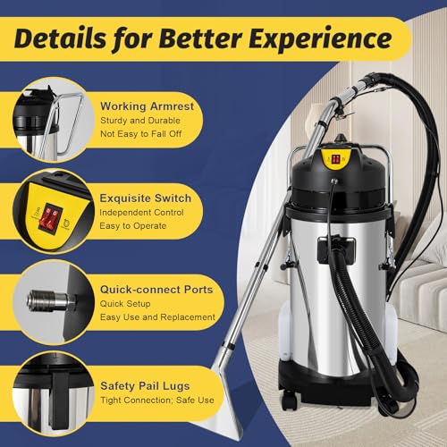 BAIODNB 1000W/2kW Commercial Carpet Cleaner Machine, 360° Carpet Shampoo Machine Rug Cleaner Machine, Industrial Steam Cleaner Deep Steam Cleaner for Hotels, Offices
