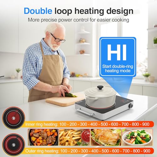 VBGK Induction Cooktop 5 Burners, Electric cooktop 9000W with LCD Touch Screen 9 Levels Settings with Child Safety Lock & Timer 220-240V Induction stove top