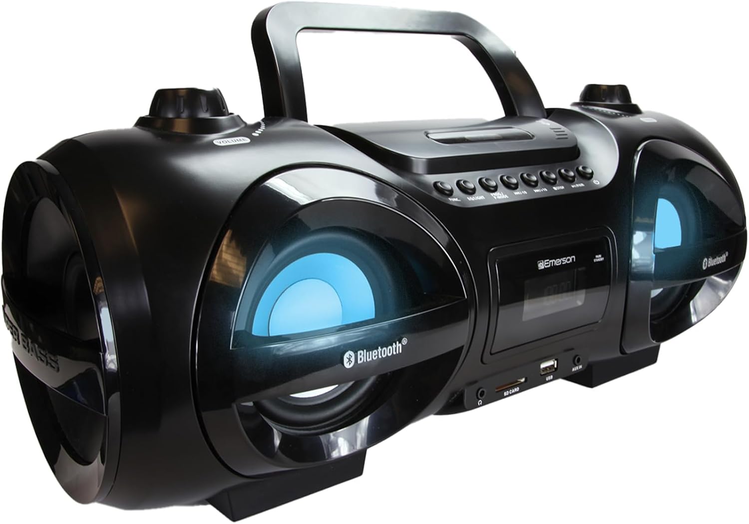 Retro Portable Boombox CD Player, Cassette, AM/FM Radio, Bluetooth, USB, LED Display, Aux-in, Headphone Jack, Battery or AC Powered, Classic Entertainment for Home & Outdoors