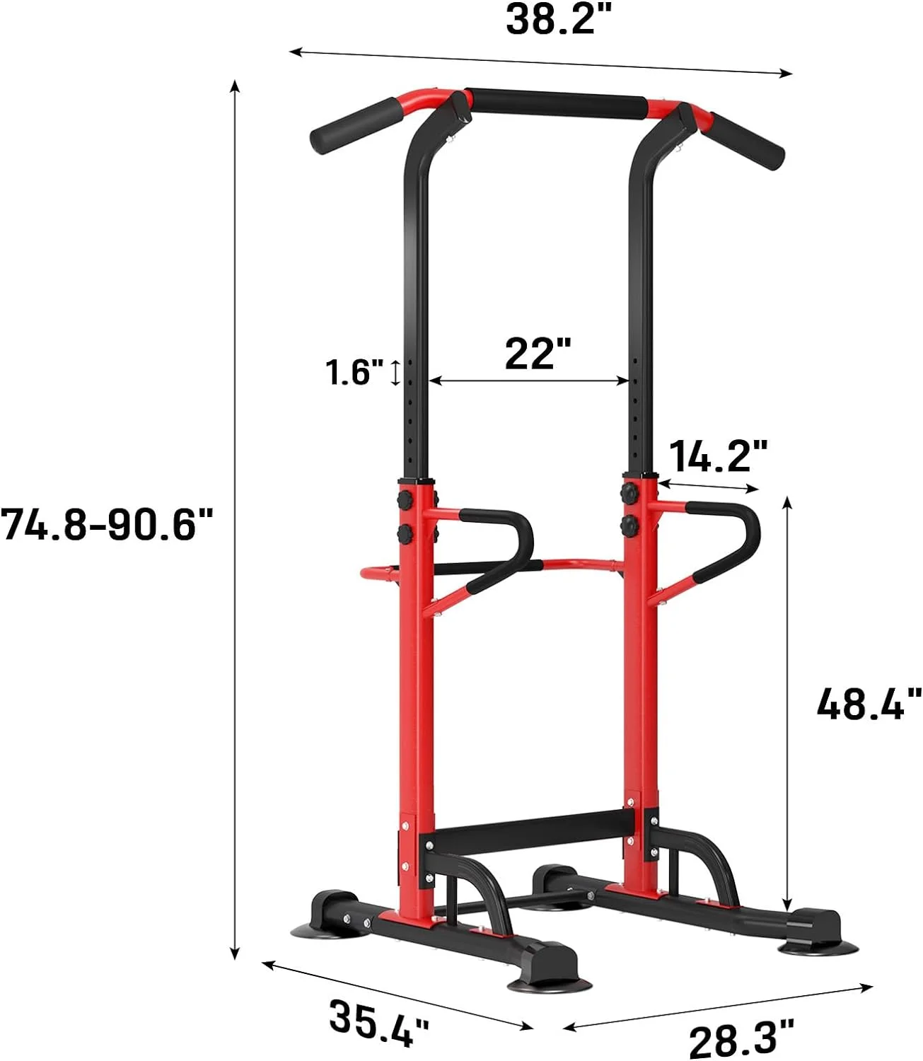 SOGES Height Adjustable Power Tower Dip Stands Pull up Bar Strength Training for Home Gym Black
