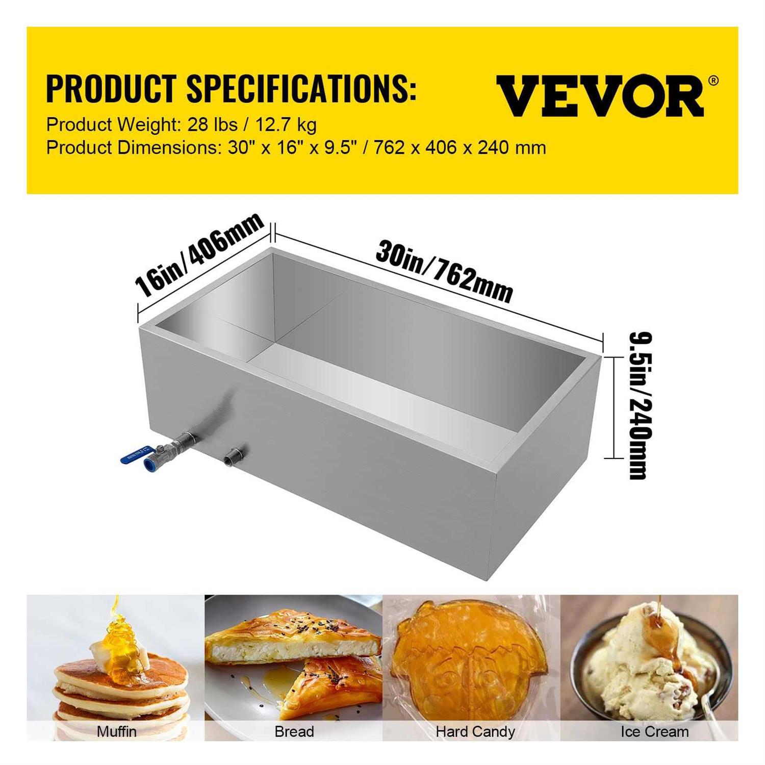 VEVOR Maple Syrup Evaporator Pan 30x16x9.5 Inch Stainless Steel Maple Syrup Boiling Pan with Valve for Boiling Maple Syrup - Shop Hardware Tools Online Store